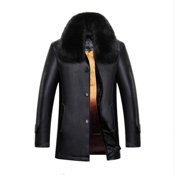 NEW Men Genuine Jacket Winter Faux Fur Sheepskin Coat For Men's Brand Jacket Male Solid Turn-down Collar Natural Leather Jacket