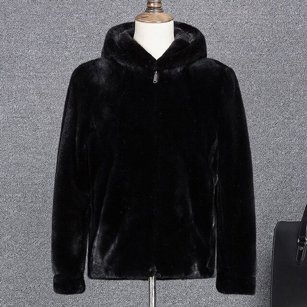 AYUNSUE 2019 New Real Mink Fur Coat Men Hooded Winter Jacket Men Fashions Natural Mink Jackets Leather Jacket ZD0084 KJ2718