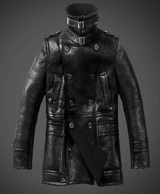 2018 New Men Genuine Leather Jacket men's Fur one sheepskin long coat Air Force leather jackets men Burst skin leather coats