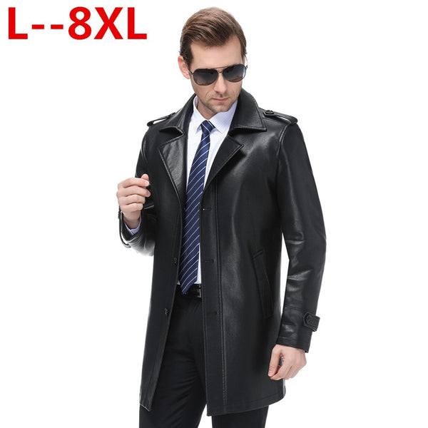 Plus 8XL 6XL 5XL 4X Men Leather Jackets Sheepskin Male Outwear Jackets Autumn Casual Jacket Men Fashion Long Man Leather Jackets