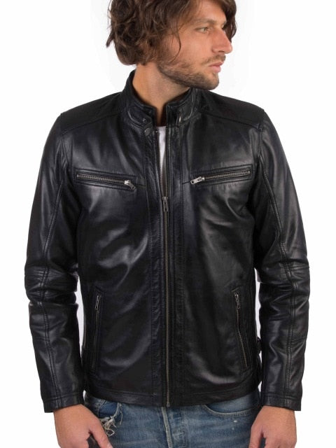 VAINAS European Brand Mens Genuine Leather jacket for men Winter Real sheep leather jacket Motorcycle jackets Biker jackets