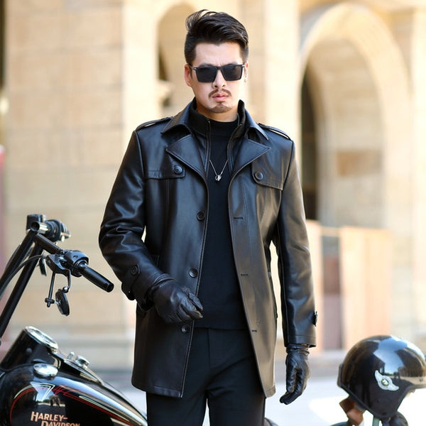 2019 NEW Leather Jacket Men Coats Youth lapel Brand High Quality PU Outerwear Men Business Winter Faux Fur Male Jacket Fleece