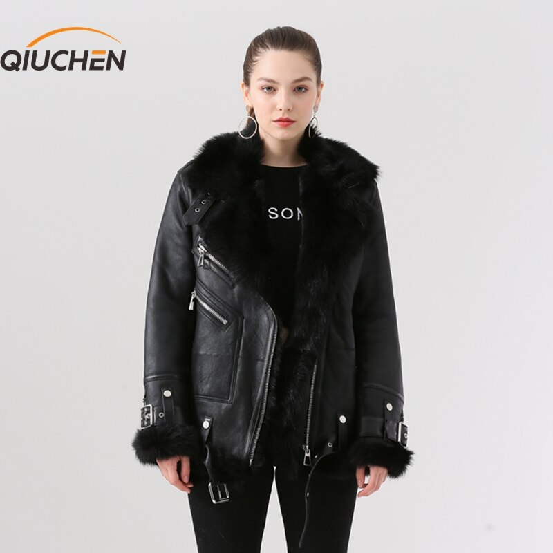QIUCHEN PJ19070 2019 New arrival Fashion model GENUINE leather jacket real sheep fur coat real shearling jacket