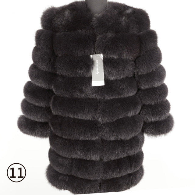 Maomoakong2019 fashion new style Real fox coat Slim round neck Winter women's natural fur jacket Coat vest girl leather
