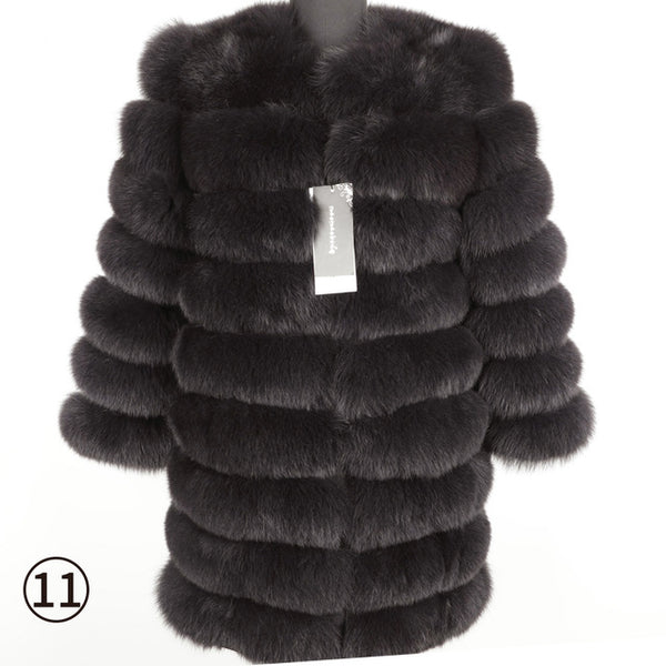 Maomoakong2019 fashion new style Real fox coat Slim round neck Winter women's natural fur jacket Coat vest girl leather