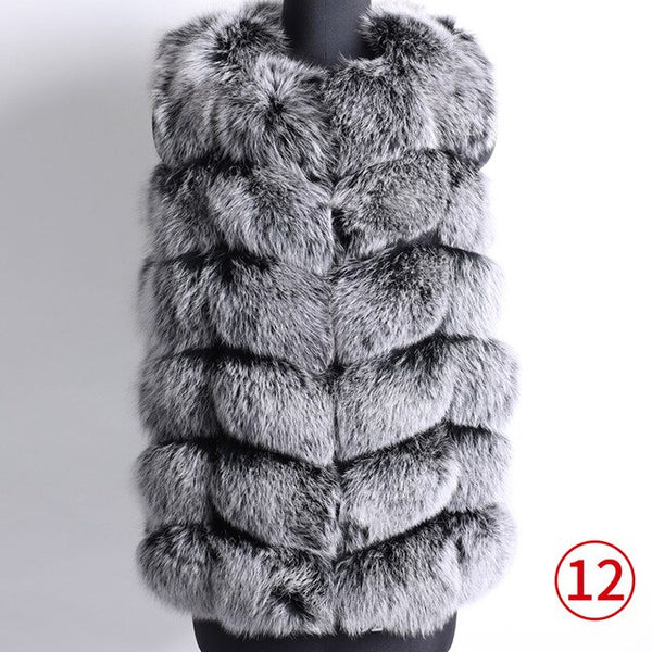 Maomoakong2019 fashion new style Real fox coat Slim round neck Winter women's natural fur jacket Coat vest girl leather