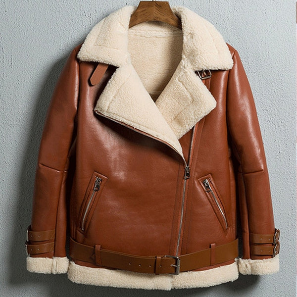 Women's Jacket Bomber Jackets 2019 Casual Solid Outerwear Female Fashion Thick Coats Women Leather Jacket Winter Warm Overcoats