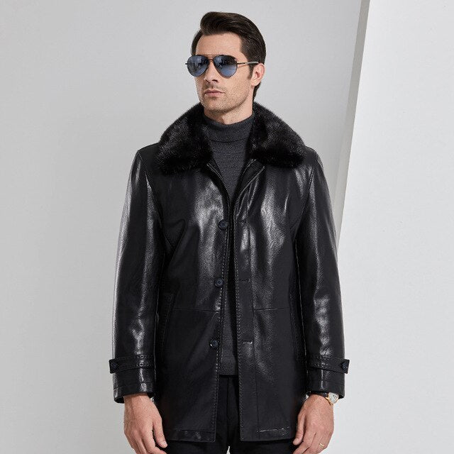 High Quality PU Leather Jackets Jaqueta Masculina Inverno Thickness Parkas Winter Jacket Men Fashion Casual Coats -40℃
