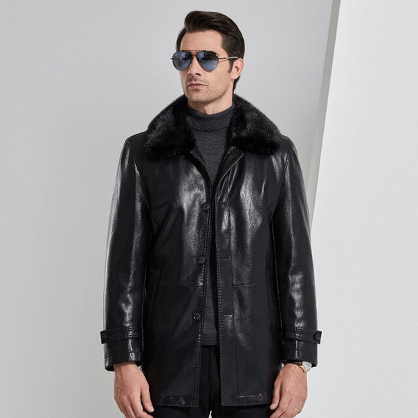 High Quality PU Leather Jackets Jaqueta Masculina Inverno Thickness Parkas Winter Jacket Men Fashion Casual Coats -40℃