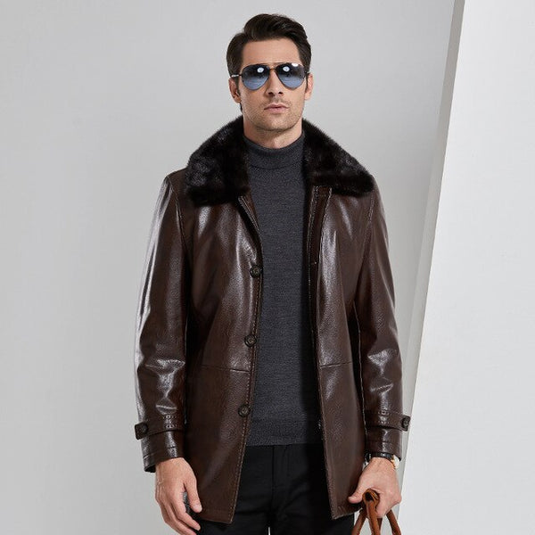 High Quality PU Leather Jackets Jaqueta Masculina Inverno Thickness Parkas Winter Jacket Men Fashion Casual Coats -40℃