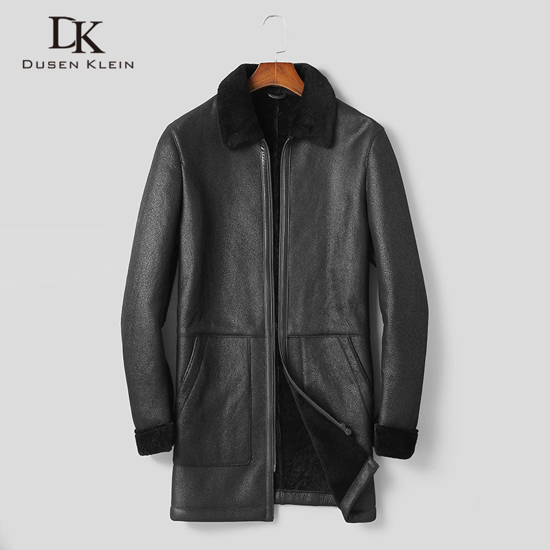 Men's Genuine Leather Jacket Sheepskin Winter Warm Wool Coat Shearling Outerwear 2019 New Designer Brand Luxury Fur Black C19192