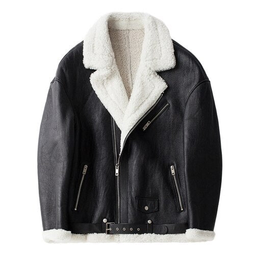 Genuine Leather Jacket Men Winter Real Fur Coat Shearling Motorcycle Jacket Man Fashion Men's Leather Jacekts 19188 KJ3322