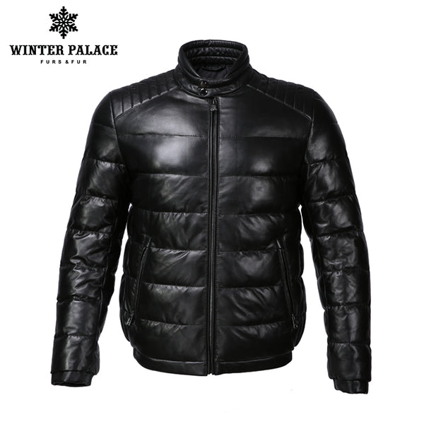 Young style leather jacket Mandarin Collar leather jacket men Internal Cotton jacket mens genuine leather Warm jaqueta de couro