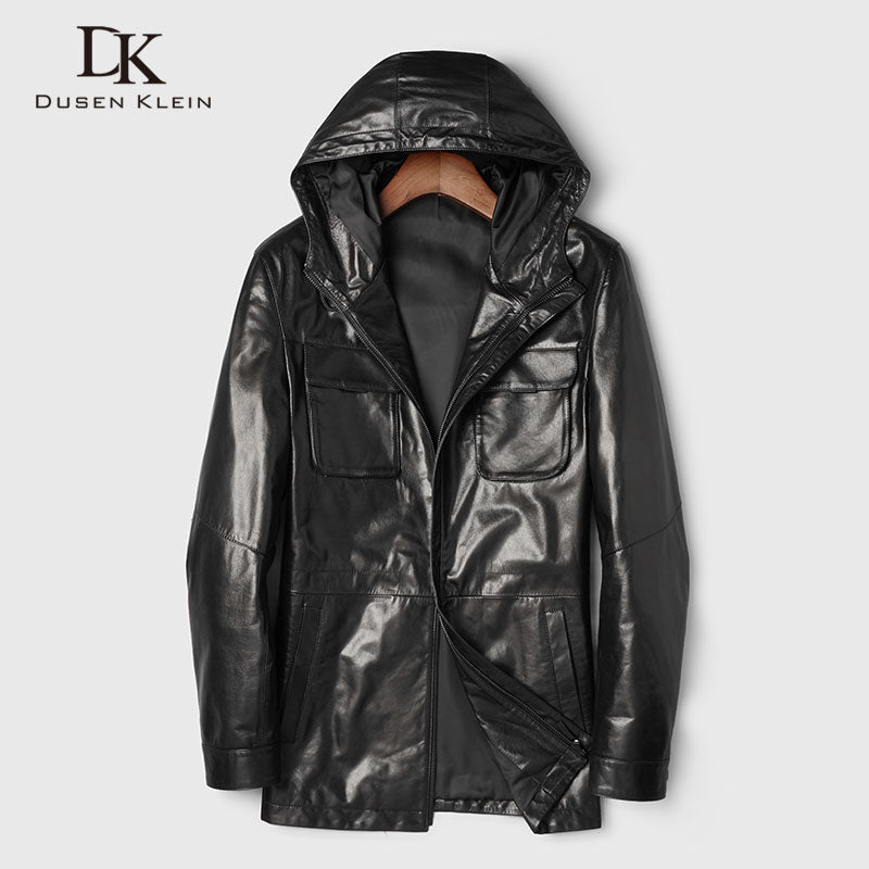 Men Genuine Leather Jacket Real Sheepskin Jackets Casual Short Black Pockets 2019 Autumn New Jacket for Man 19C327