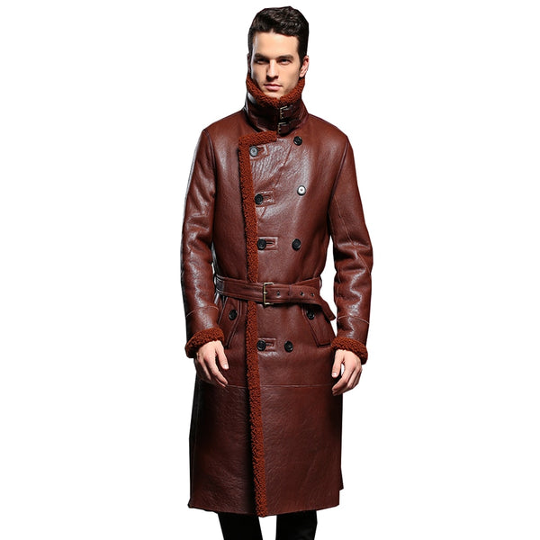 2019 Men's Sheepskin Coat Genuine Leather Male Formal Casual Winter Long Thick Jacket Sheepskin Shearling Men Fur Outwear 5XL