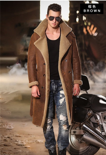 2019 Men's Sheepskin Coat Genuine Leather Male Formal Casual Winter Long Thick Jacket Sheepskin Shearling Men Fur Outwear 5XL