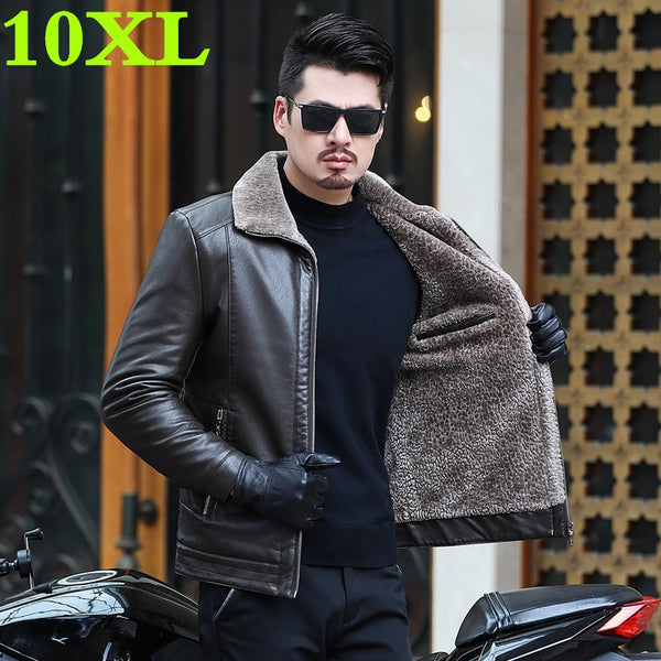 2019 new plus size 10XL 9XL genuine leather coat for men sheepskin leather hooded jacket winter jackets for men free shipping