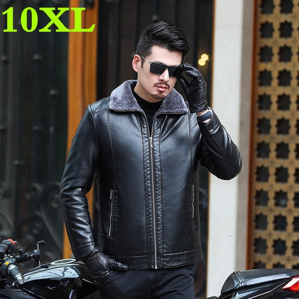 2019 new plus size 10XL 9XL genuine leather coat for men sheepskin leather hooded jacket winter jackets for men free shipping