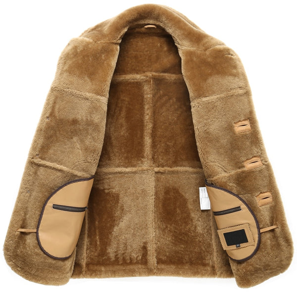 Leather Jacket Man Shearling Coat Sheepskin Jacket B-3 Bomber Outerwear Flight Coat TJ03