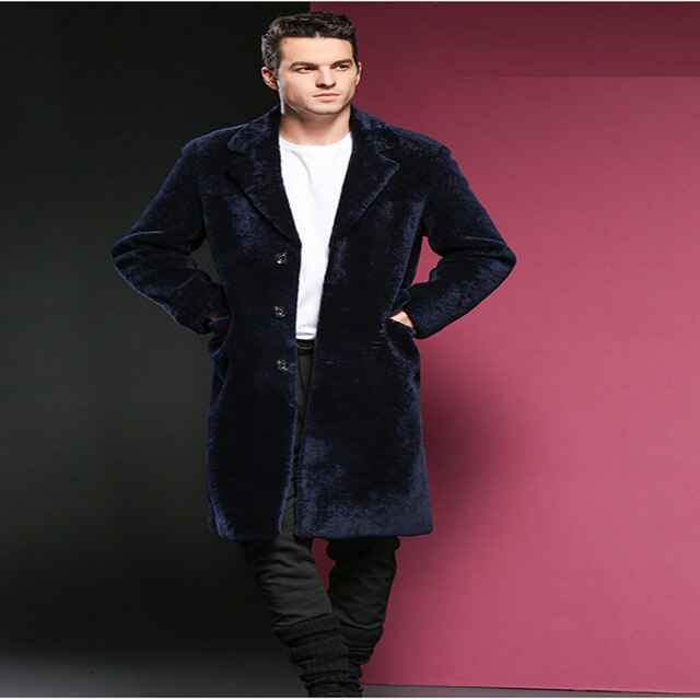 Men Fur Coat Winter 2017 Plus Size M-3XL Faux Fur Coat Men Parka Jackets Full Length Leather Overcoats With Collar Fur coats