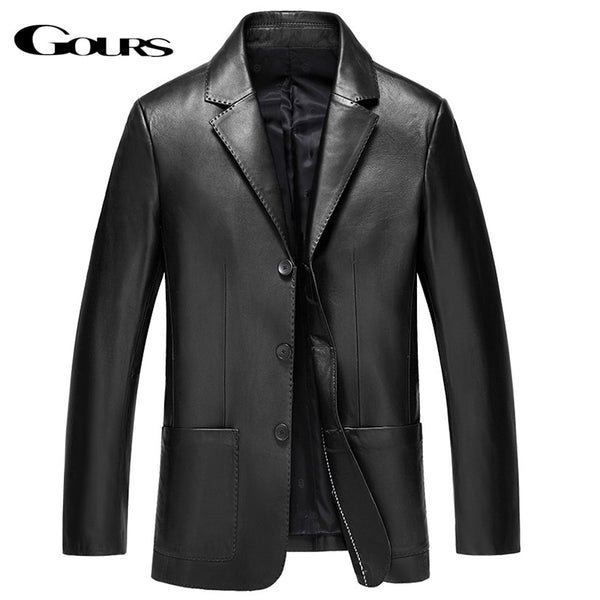 Gours Winter Genuine Leather Jacket for Men Fashion Brand Leather Suit Blazers Black Sheepskin Jackets and Coats New 4XL