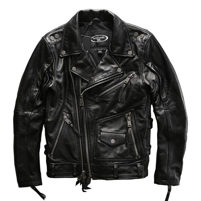 european big size high quality super genuine cow skin leather motor rider jacket mens big size casual cowhide leather jacket