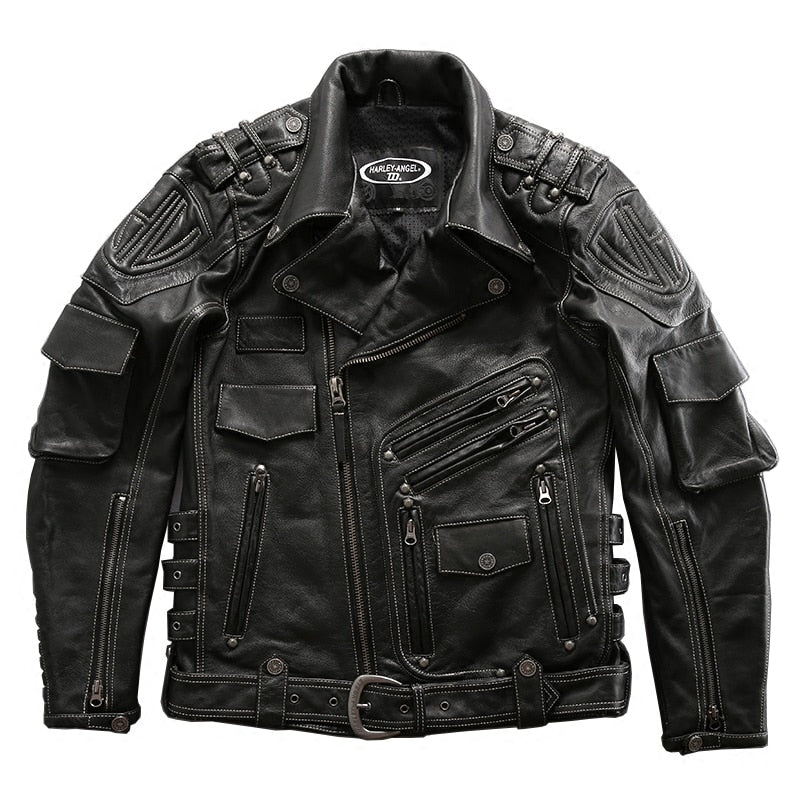 high quality super genuine cow leather motor rider jacket mens super cowhide leather jacket 98008
