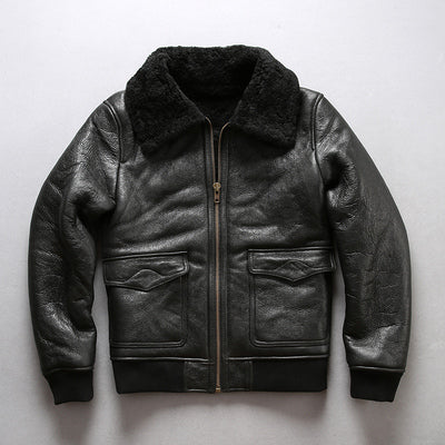 8013 european size super quality warm genuine sheep leather jacket mens big size shearling bomber military fur G1 jacket