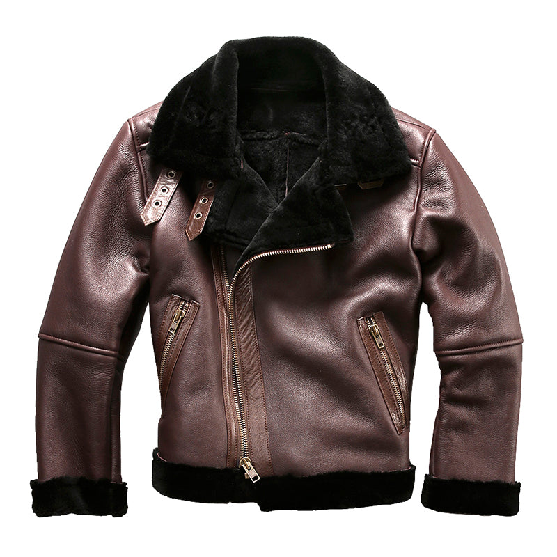 AV-8006 Read Description! Asian size super quality warm genuine sheep fur leather jacket mens winter shearling bomber fur jacket