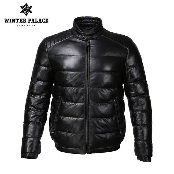 Young style leather jacket Mandarin Collar leather jacket men Internal Cotton jacket mens genuine leather Warm jaqueta de couro
