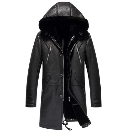 AYUNSUE Genuine Leather Jacket Men Winter Warm Double-faced Fur Coat Natural Real Wool Fur Coat Plus Size Jaqueta De Couro ZL373