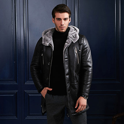 AYUNSUE Genuine Leather Jacket Men Winter Warm Double-faced Fur Coat Natural Real Wool Fur Coat Plus Size Jaqueta De Couro ZL373