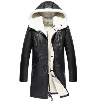 AYUNSUE Genuine Leather Jacket Men Winter Warm Double-faced Fur Coat Natural Real Wool Fur Coat Plus Size Jaqueta De Couro ZL373