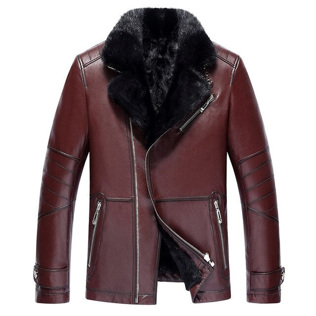 Genuine Leather Jacket Men's Winter Jacket Natural Mink Fur Coat Male Real Goatskin Luxury Warm Jackets Chaqueta 19-905-2 MY1711