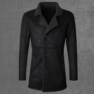 PU Leather Jacket Men Long Wool Leather Standing Collar Jackets Coat Men Leather Jackets With Fur Trench Parka F1066
