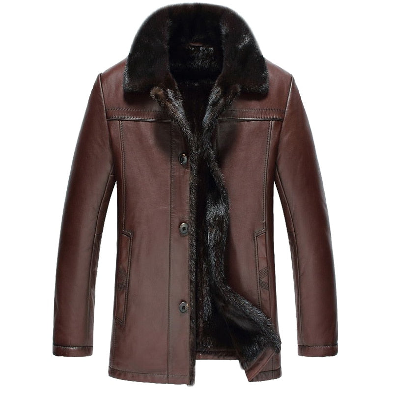 Genuine Leather Jacket Natural Mink Fur Coat Winter Jacket Men Real Goatskin Coats Luxury Men's Jackets Chaqueta Hombre MY1717