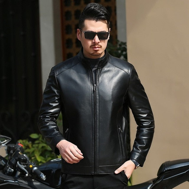 8XL 7XL plus size Autumn and winter slim motorcycle Genuine leather coats men casual coat mens Genuine Leather jacket fashion