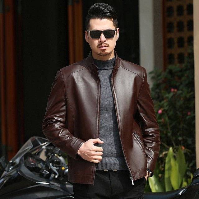 8XL 7XL plus size Autumn and winter slim motorcycle Genuine leather coats men casual coat mens Genuine Leather jacket fashion