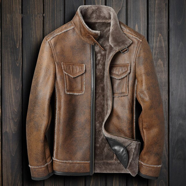2019 Men's Leather Jacket Genuine Sheepskin Coat for Men Winter Jacket Natural Wool Fur Liner Warm Jackets F-PGD-78012 MY1867