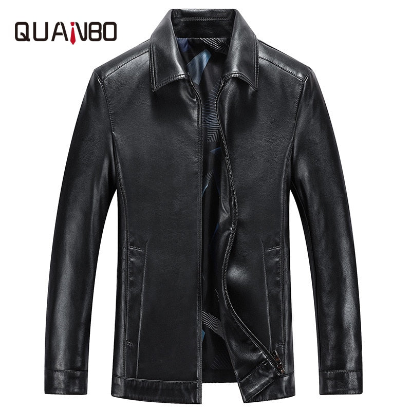 Spring and Autumn Quality Men Genuine Leather Jacket Business Casual Sheep skin Turndown Coat Black Men Biker Leather Jacket