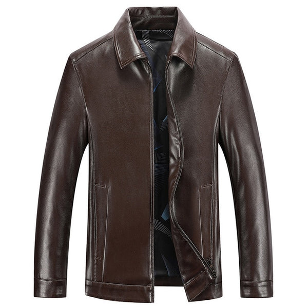 Spring and Autumn Quality Men Genuine Leather Jacket Business Casual Sheep skin Turndown Coat Black Men Biker Leather Jacket