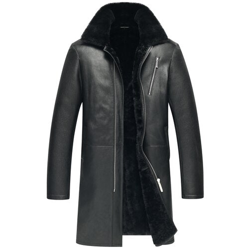 Leather Jacket Men Real Fur Coat Winter Jacket Men's Sheep Shearling Fur Coat Warm Wool Jackets Jaqueta De Couro 6052 YY510