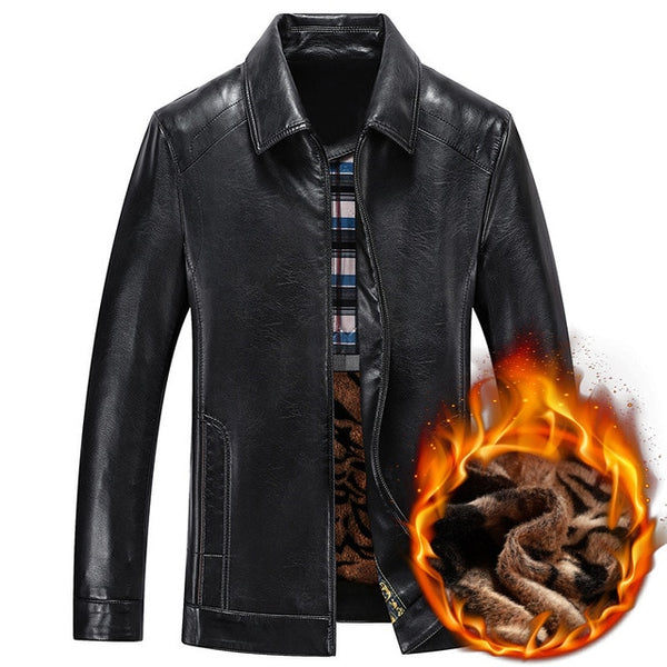 QUANBO 2019 New Autumn Winter  Mens Parka Real Fur Coat Men Sheepskin Real Leather jacket Business Casual Bomber Leather Jacket