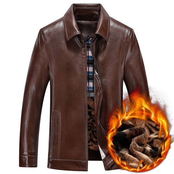 QUANBO 2019 New Autumn Winter  Mens Parka Real Fur Coat Men Sheepskin Real Leather jacket Business Casual Bomber Leather Jacket