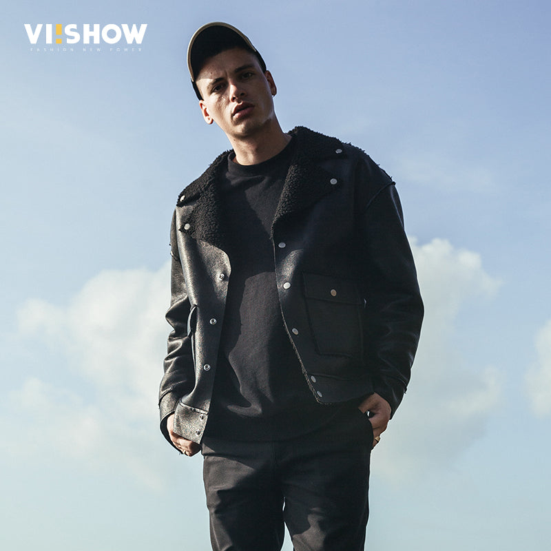 VIISHOW 2018 New Leather Jackets Men Brand Clothing High Quality Fashion Motorcycle Black Autumn Male Leather Jacket DC2127174