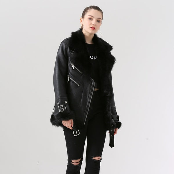 QIUCHEN PJ19070 2019 New arrival Fashion model GENUINE leather jacket real sheep fur coat real shearling jacket