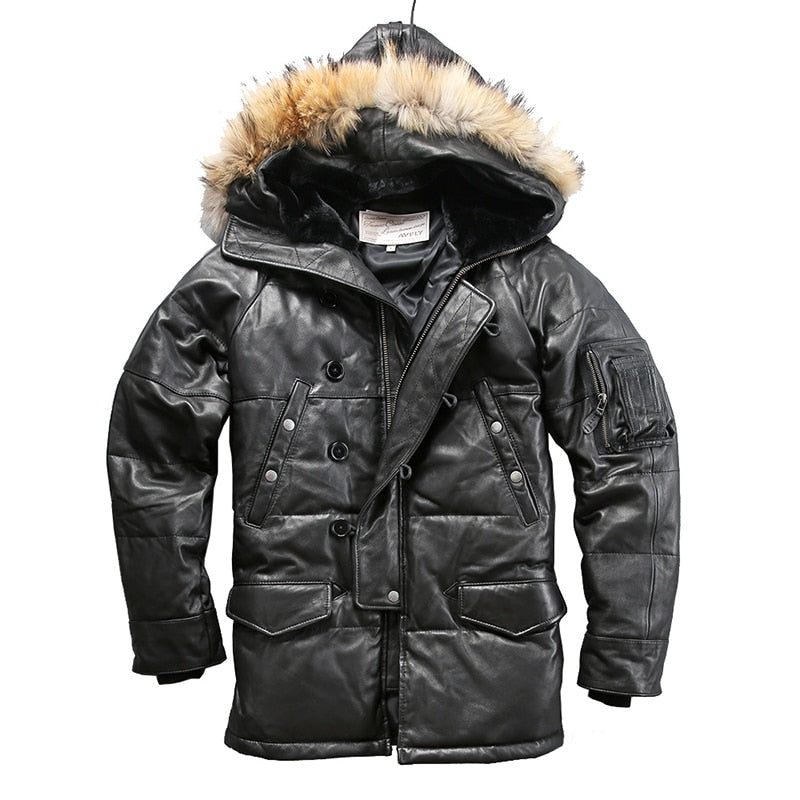 018 Read Description! quality super warm genuine sheep skin duck down leather jacket mens sheep leather duck down coat