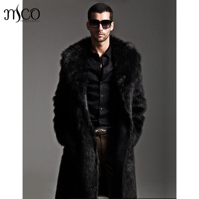 2019 Leather Jacket Men's Faux Fur Coat Long Sleeve Winter Thick Reversible Jacket Fashion Mens Overcoat Parka Plue Size 3xl