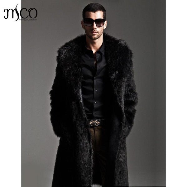 2019 Leather Jacket Men's Faux Fur Coat Long Sleeve Winter Thick Reversible Jacket Fashion Mens Overcoat Parka Plue Size 3xl