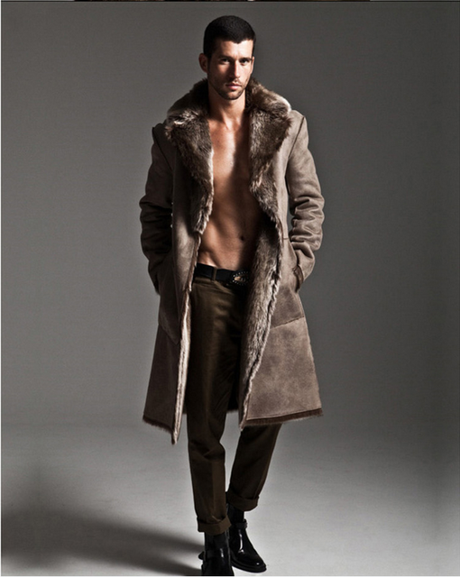 2019 Leather Jacket Men's Faux Fur Coat Long Sleeve Winter Thick Reversible Jacket Fashion Mens Overcoat Parka Plue Size 3xl